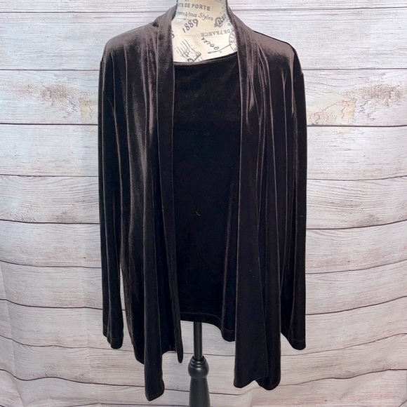 Chico’s Velour Tank & Jacket 2 Piece Set Brown Chicos 3 XL - Picture 1 of 9